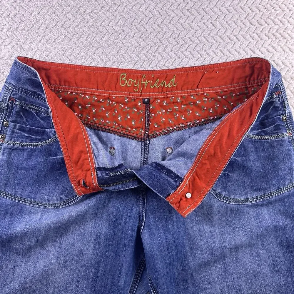 Skater Girl jeans Flower punk Debenhams Boyfriend Jeans Baggy‎ Size 18 Stretch